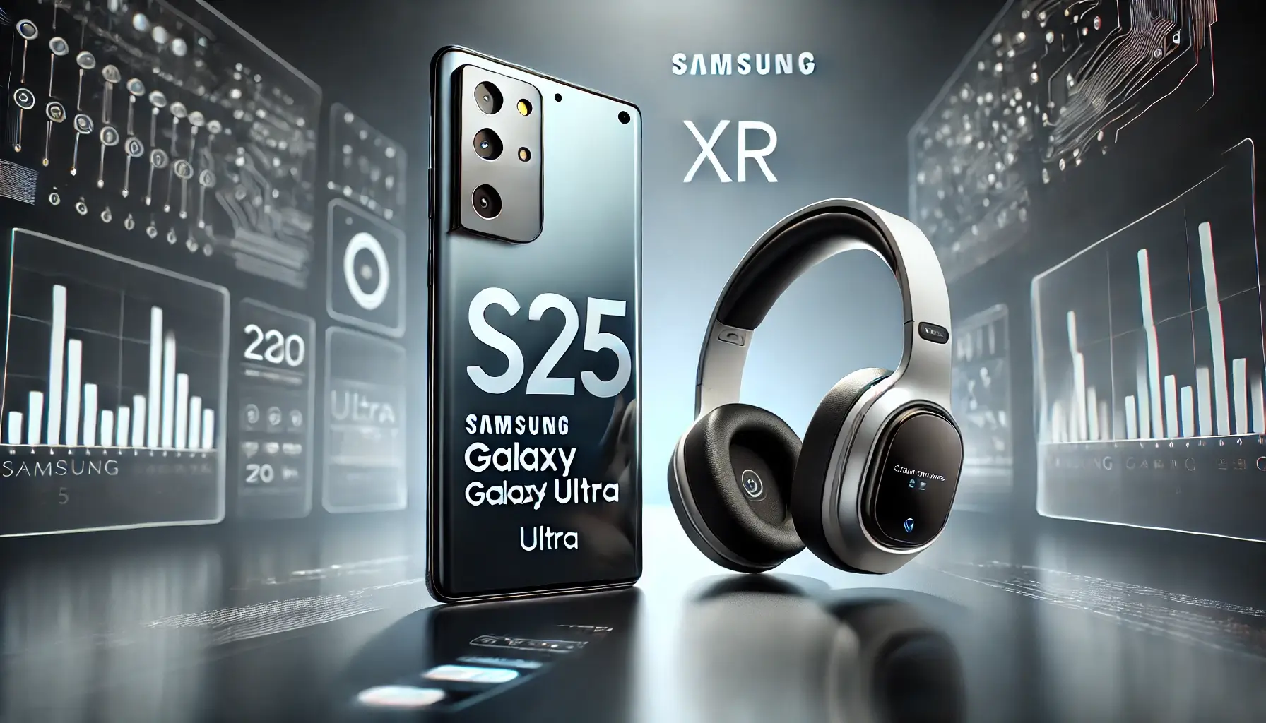 Samsung Galaxy S25 Ultra and Moohan XR headset showcased at the Unpacked 2025 event